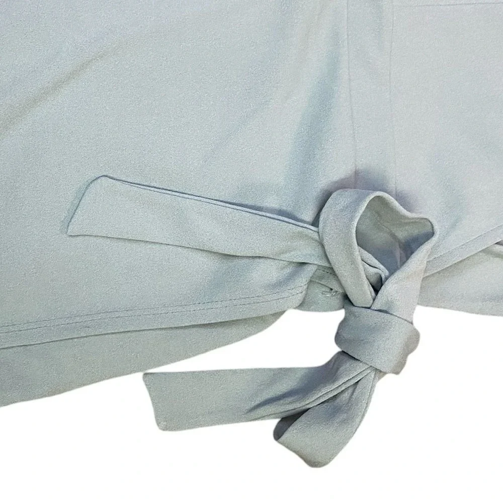Dee Elly Faux Dress Romper Shorts, Zipper Back, Side Tie, Aqua Color, Small NWOT